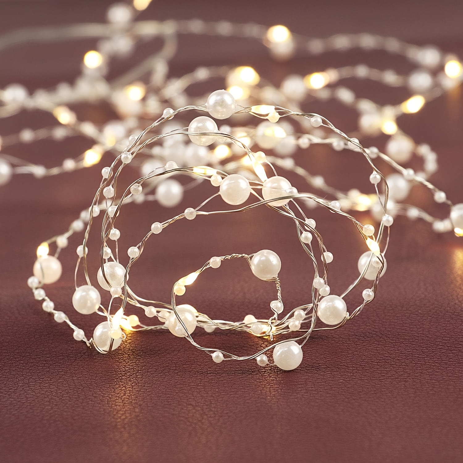 TEMU (2-pack) 5-meter Warm-light Copper Wire String Lights - Battery-powered Decorative Mini Lights, Ideal For Indoor Bedrooms, Parties, Christmas,