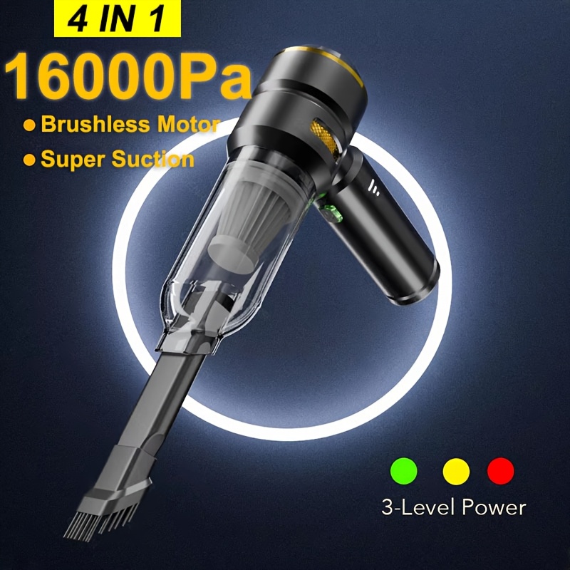 100w high power handheld mini vacuum cleaner 4 in 1 cordless duster for cars homes sofas keyboards with adjustable   brushless motor usb rechargeable pet hair removal     details 0