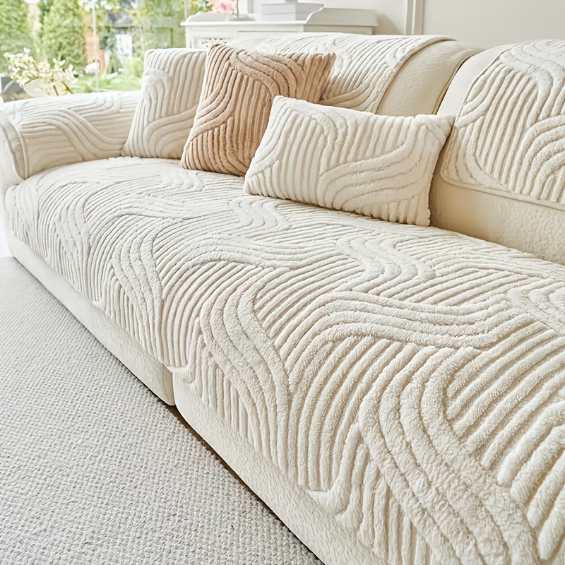 1pc plush non slip sofa cover luxury lightweight pet friendly breathable   decor for living room bedroom and office polyester woven machine washable