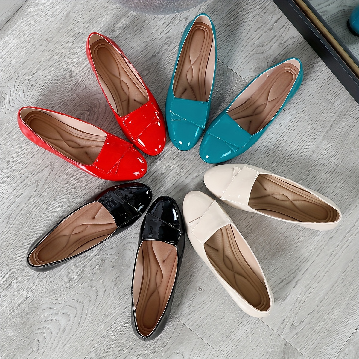 

Women's Classic Flats - Solid Color, Slip-on Round Toe, Lightweight Comfort, , Man Made Materials With Tpr Sole And Fabric Insole