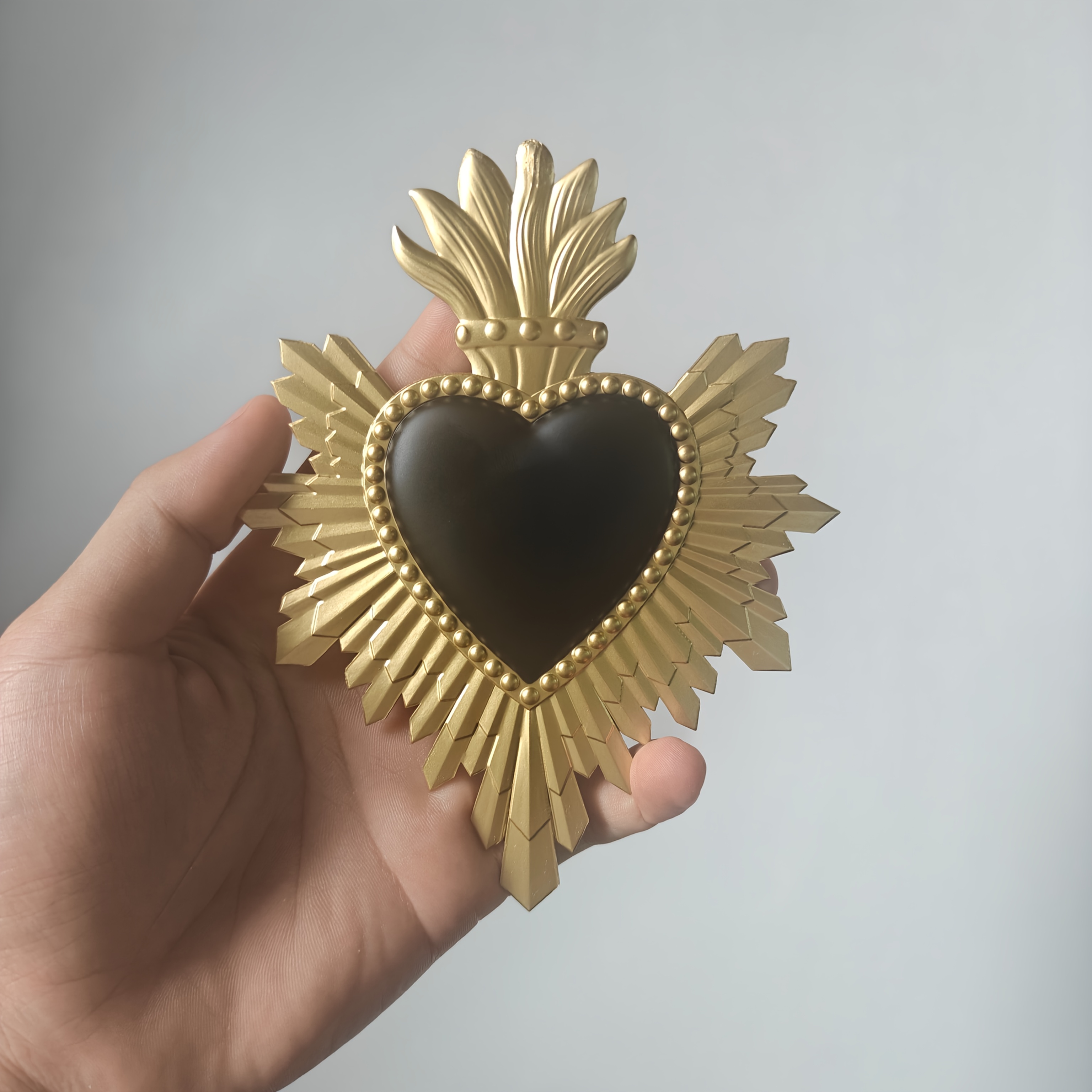 TEMU 1 pièce Décoration Murale, Cœur en Bronze · Cœur Miraculeux de · Relique d'Appartement Cœur Doré · Cœur Catholique · Autel Cœur · Cœur Diamant
