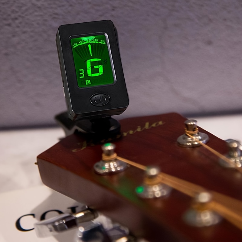 Clip On Guitar Tuner Electronic Clip On Tuner for Most String Instruments Easy Reading Accurate Tuning Tuner Clip for Guitar Green when the tone is accurate, blue when it is inaccurate