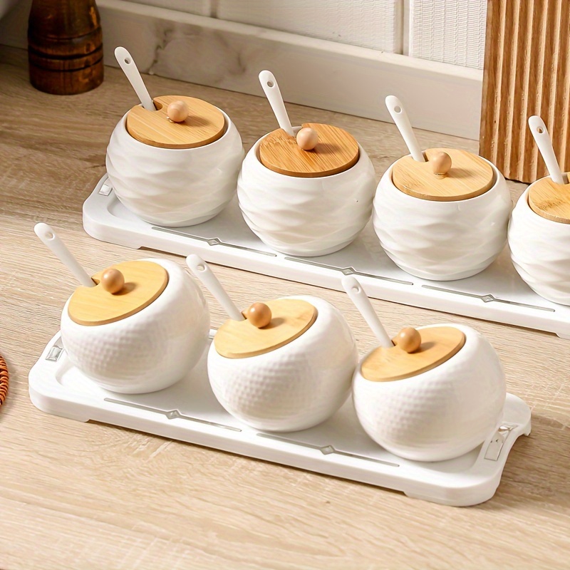 set ceramic spice jar set tray creative Temu United Arab Emirates