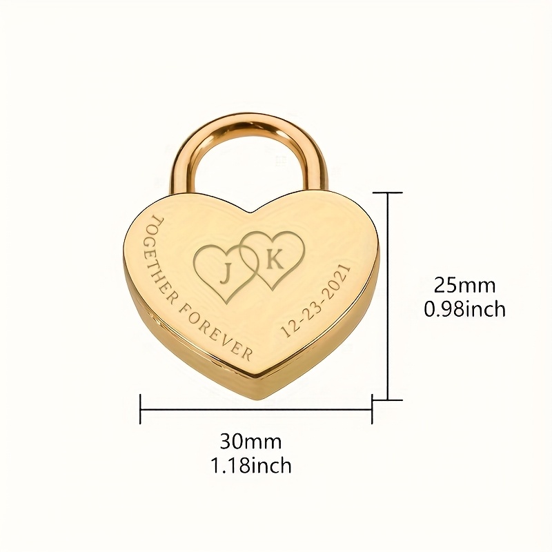 Personalized Heart-Shaped Lock with Key, Custom Initial Gift