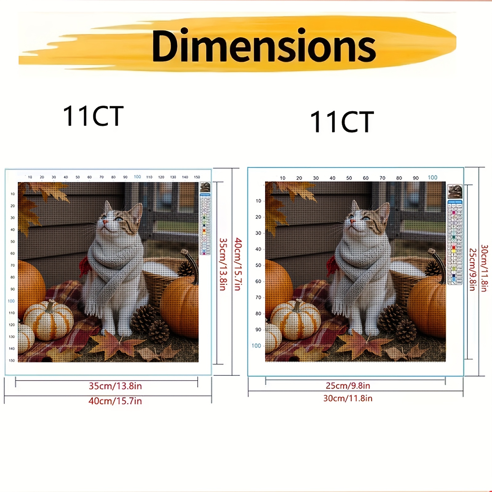 Beginner-Friendly Cross-Stitch Kit, Cute Cat Wearing Scarf