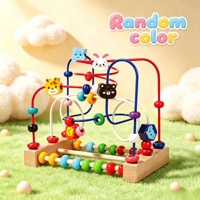 Image of Wooden Bead Maze Toys For Toddlers, Bead Toy Colorful Preschool Educational Toys Birthday Gifts For Toddlers Kids Boys Girls, Random Color