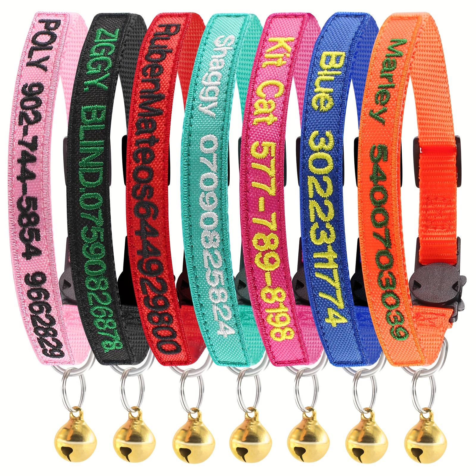 

Personalized Cat Collar With Embroidered Name & Phone Number - Adjustable, Breakaway Safety Design In