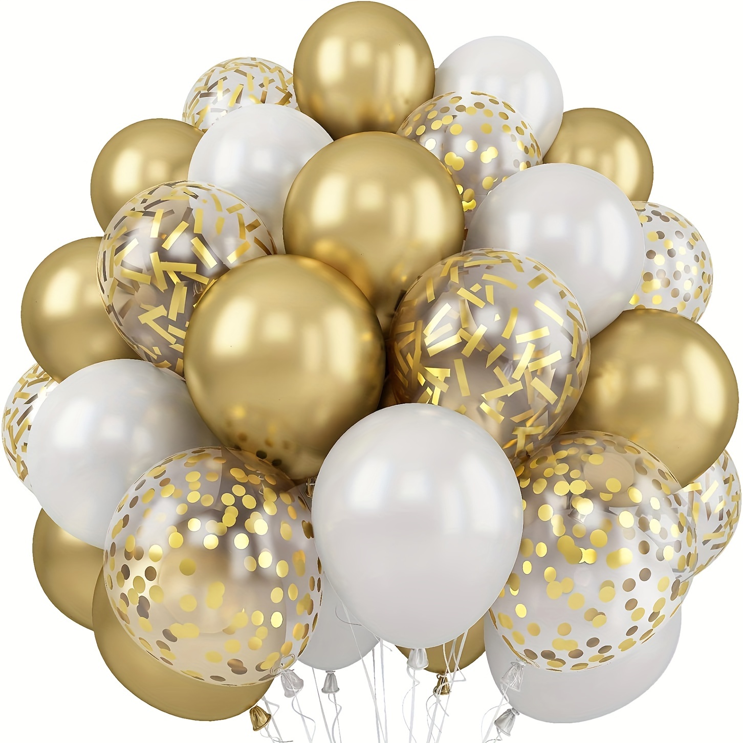 

Balloons White And Golden 12 Inch Metallic Golden Balloons Pearl White Latex Balloons Golden Confetti Balloons For Birthday Parties, Weddings, Anniversaries, Party Decorations 30pcs