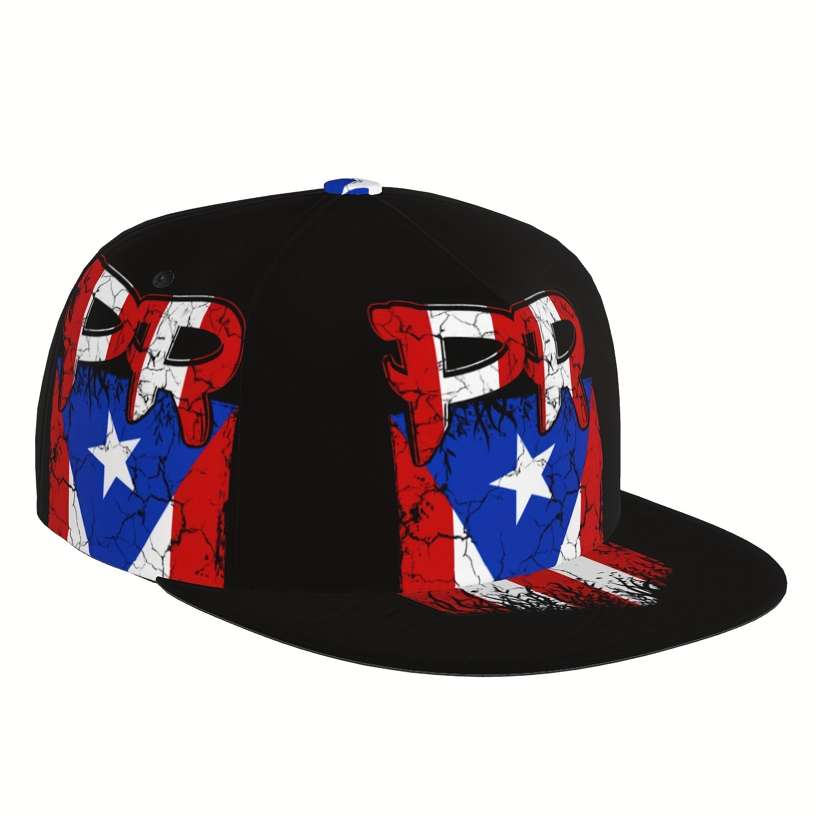 

Cool Hippie Flat Brim Baseball Cap, Puerto Rico Flag Print Punk Trucker Hat, Snapback Hat For Casual Leisure Outdoor Sports, Dance & Skate Boarding