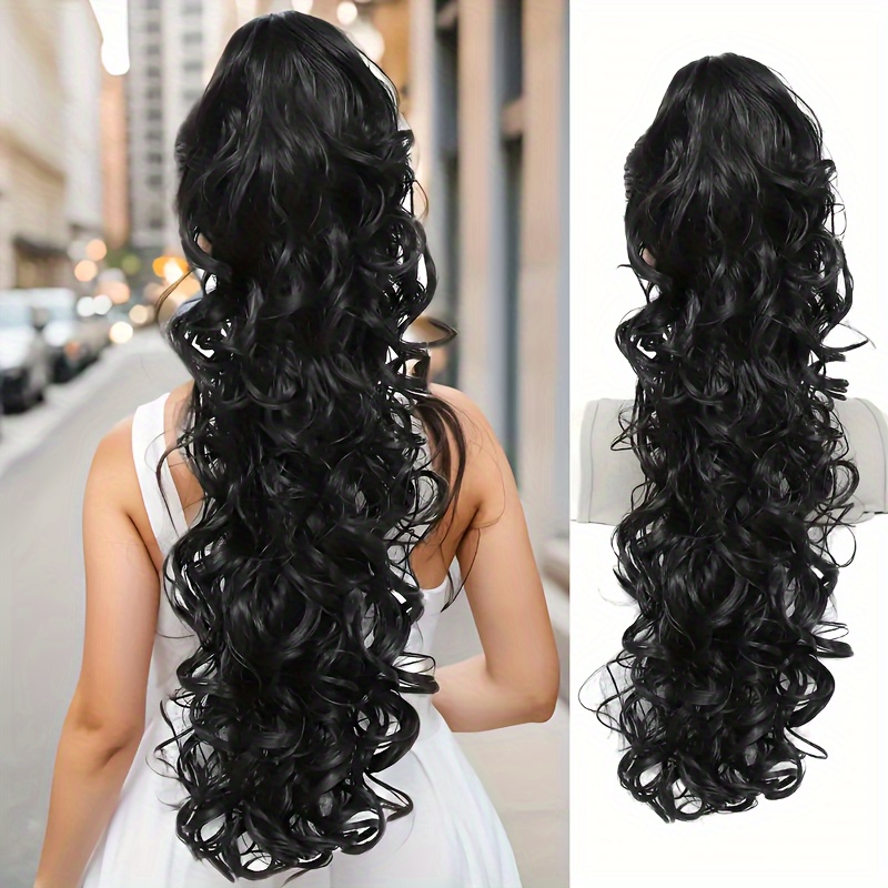 

Women's Curly Wave Clip-in Ponytail Extension, Synthetic Hairpiece For All Hair Types - Claw Ponytail Wig