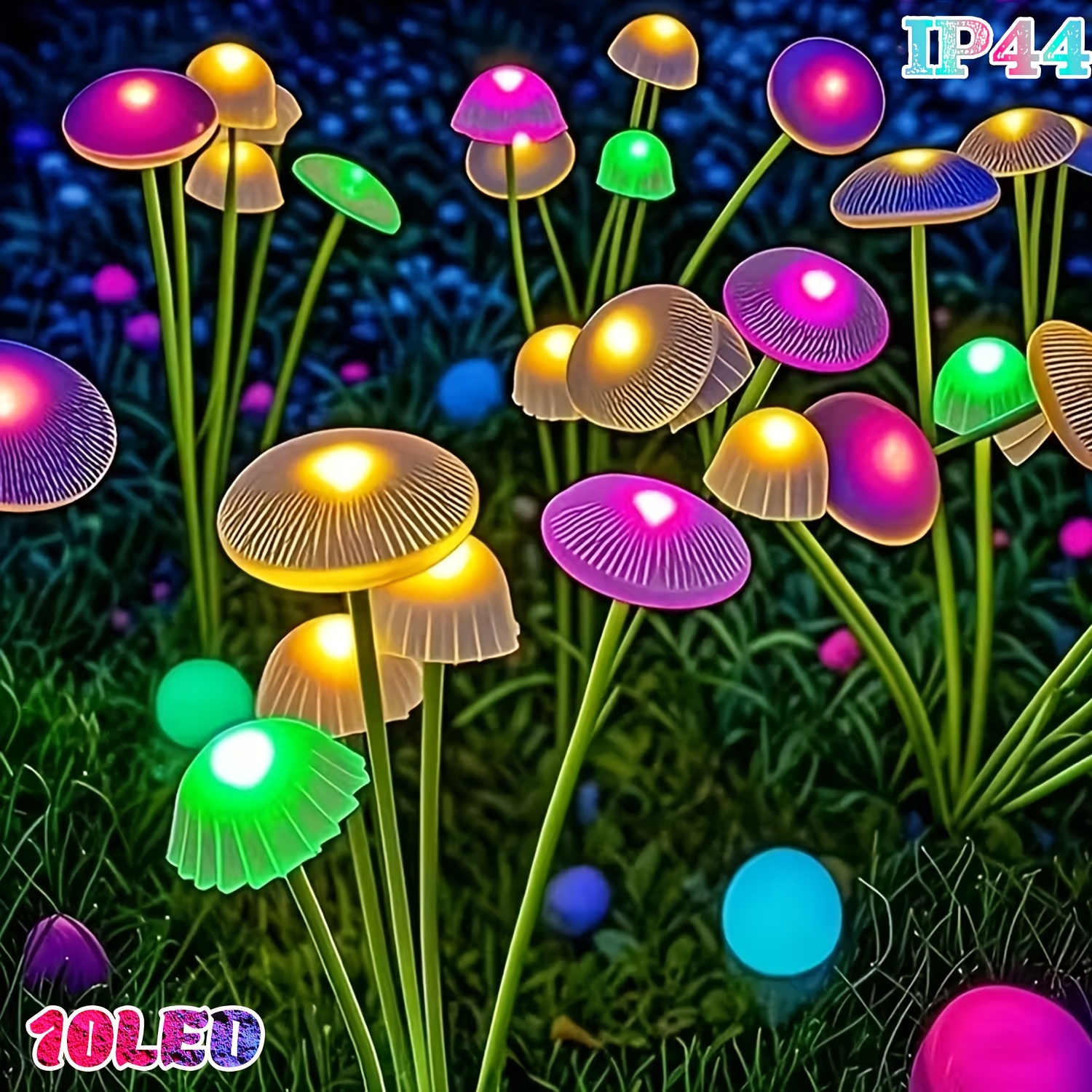 10LED Solar Garden Mushroom Lights 8/6LED - IP44 Outdoor Courtyard Decorative Lights, Ideal for Courtyards, Gardens, Lawns, Pathways, Wedding and Holiday Aisle Decorations.