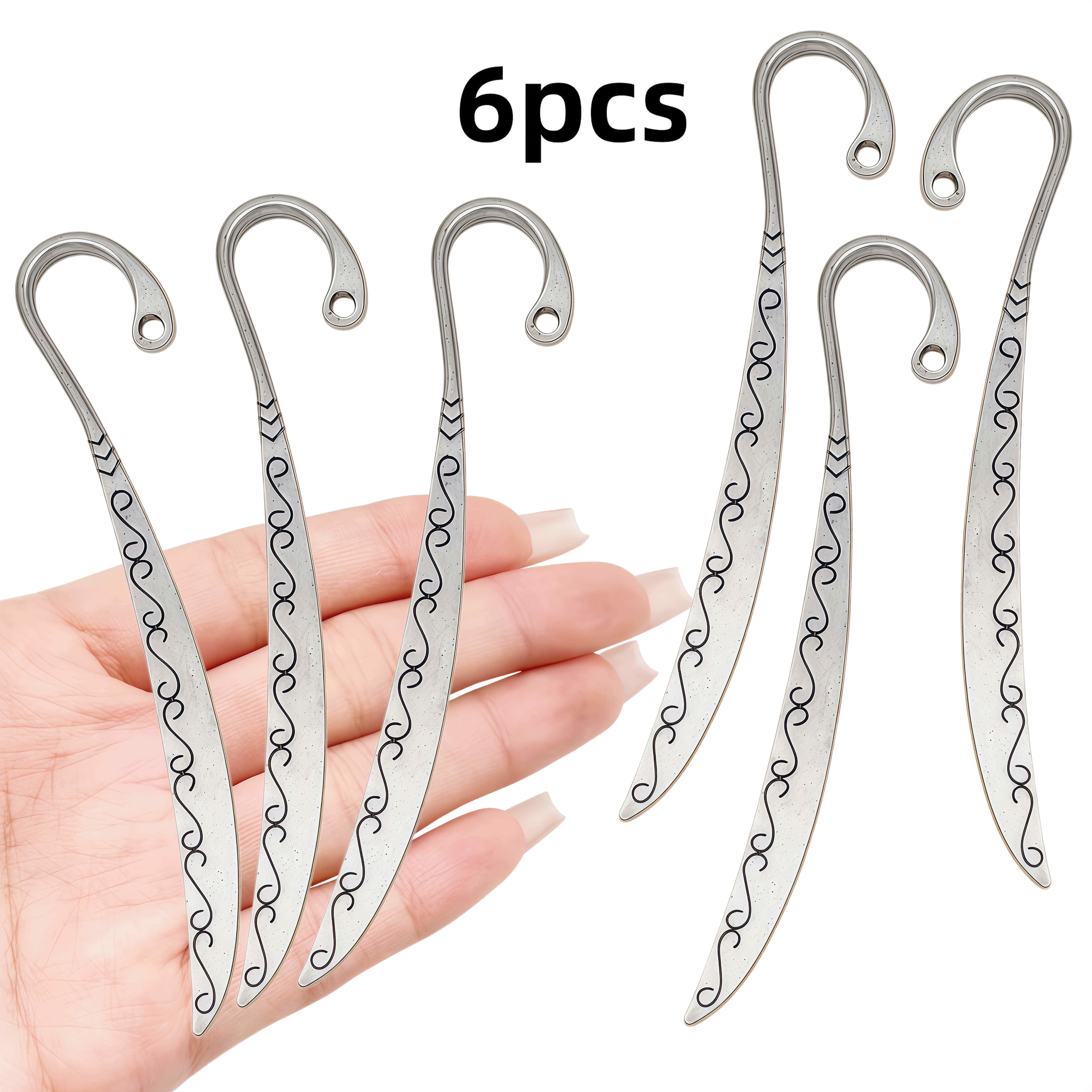 TEMU 6pcs Pendentif en Métal Motif Vintage - Style Pince à Cheveux, Convient pour Livres, Journaux, Agendas, Fonction de Décoration de Page de Livre
