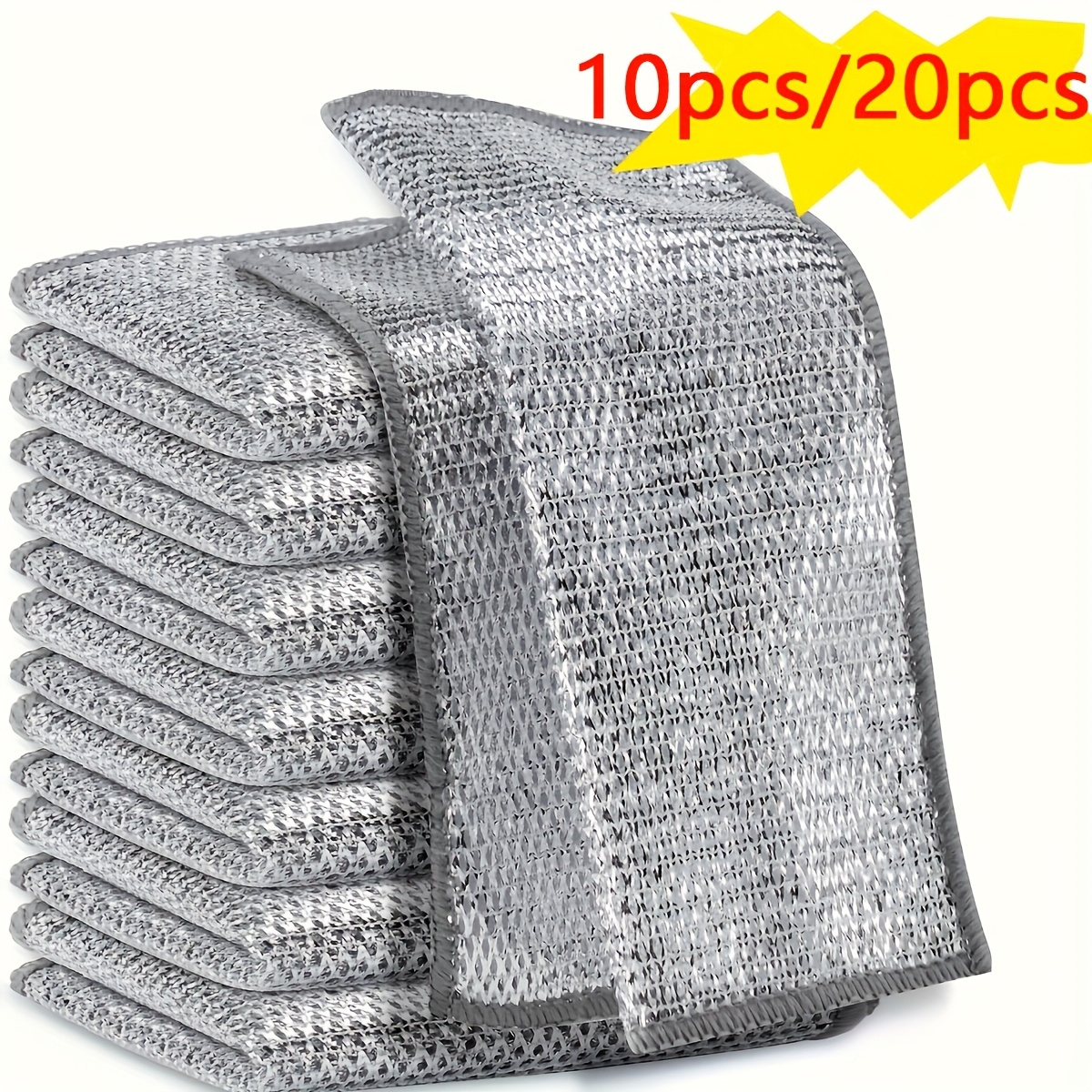 

20/10pcs, Multifunctional Metal Cleaning Cloth, Magnifying Metal Dishwashing Cloth, Kitchen Scrubbing Pad, Suitable For Wet And Dry Mesh Ultrafine Fiber Cleaning Cloth, For Metal, Kitchen, Tableware