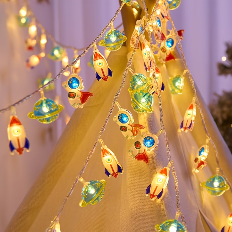 TEMU -themed String Light Combines , And Planets. When Lit, It Resembles A Falling , A Mysterious, Romantic Atmosphere. Ideal For Cozy Corners Or