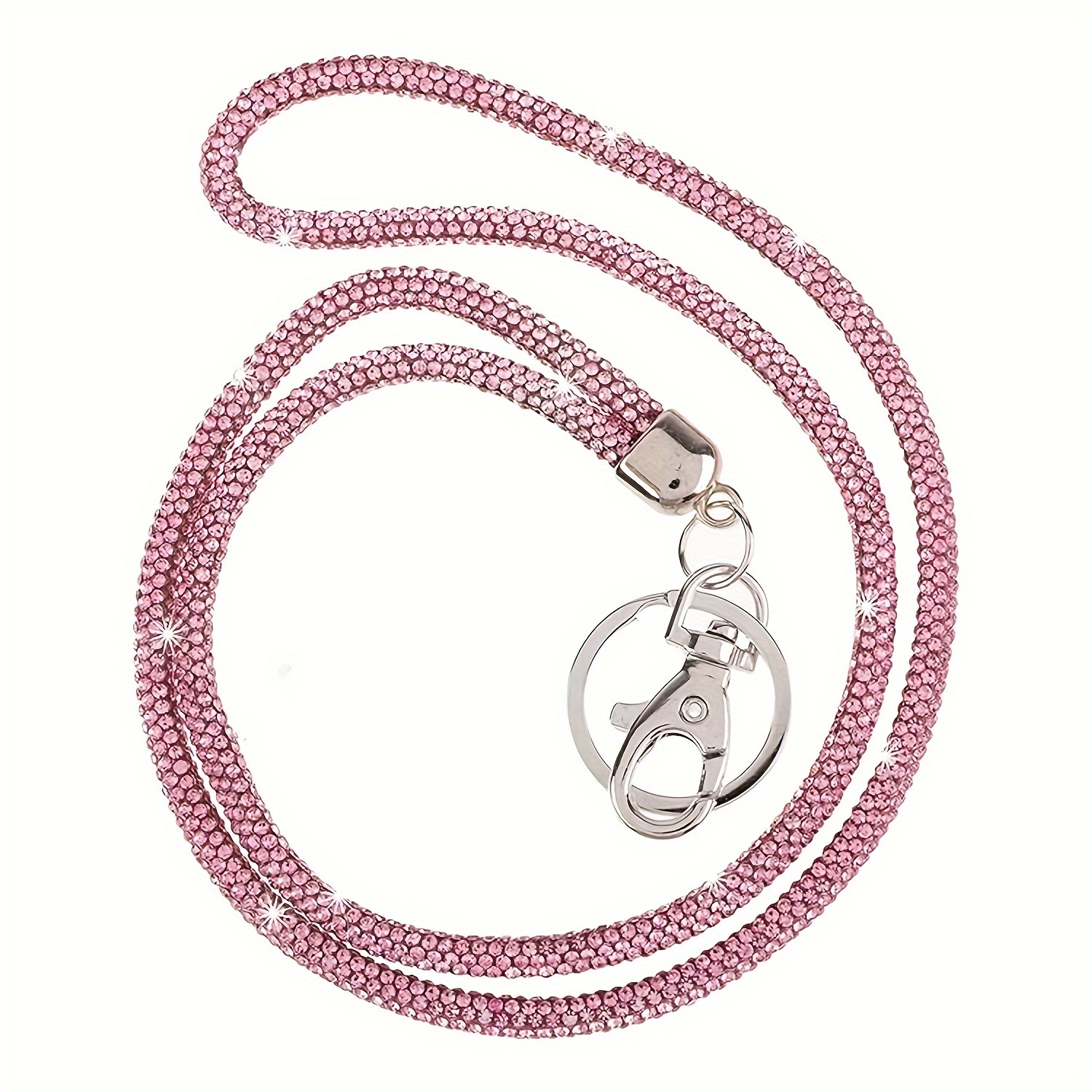 

Fashion Sparkle Pink Crystal Neck Lanyard, Bling Strap Id Name Badge Holder, Work Card Holder (1pc)