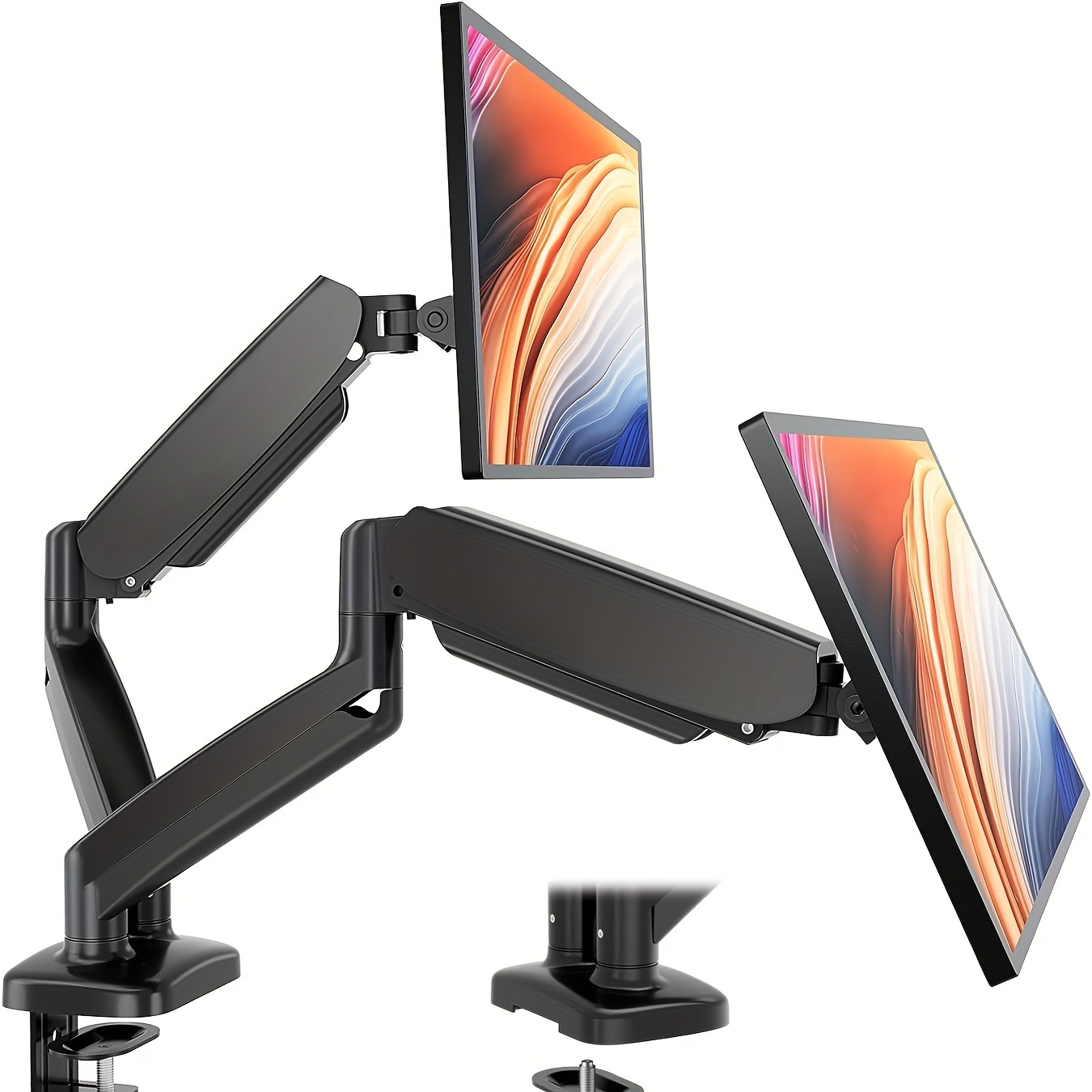 

Adjustable Desk Mount Arm For Support 13 To 32 Inch And 17.6lbs Heavy Duty Screen, 2 Gas Spring Computer Monitor Holder With Clamp And Grommet Base, Vesa Bracket 75 And 100, Single Dual Monitor Stand