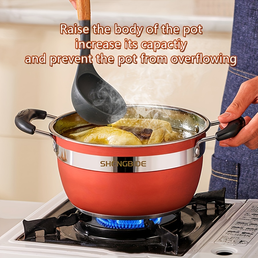 12pcs set of stainless steel pots 4 pots 1 frying pan 1 milk pot 6 lids thickened composite pot bottom uniform and   conduction suitable for home accommodation dinner camping suitable for induction cooker and gas stove suitable for soup milk steak hot   pasta     details 2