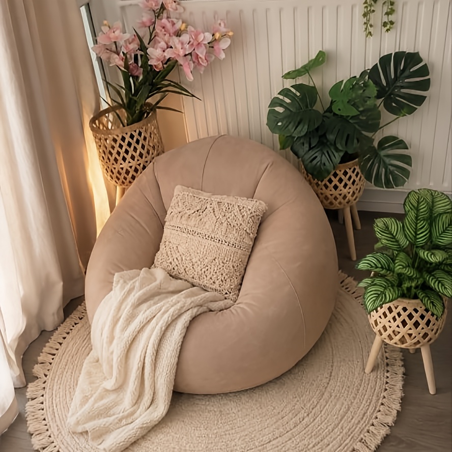 large thick inflatable bean bag chair spherical design outdoor camping chair foldable nap lounger comfortable backrest and armrest seat essential for travel vacation and camping easy to carry