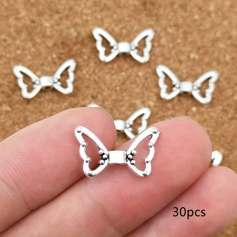 17x10mm Wing Charm Small Hole Beads Antique Silvery Spacer Beads Handmade Earrings Bracelet Necklace Additions Bag Keychain Pendant Handmade Jewelry Additions Clothing Additions 15/30pcs