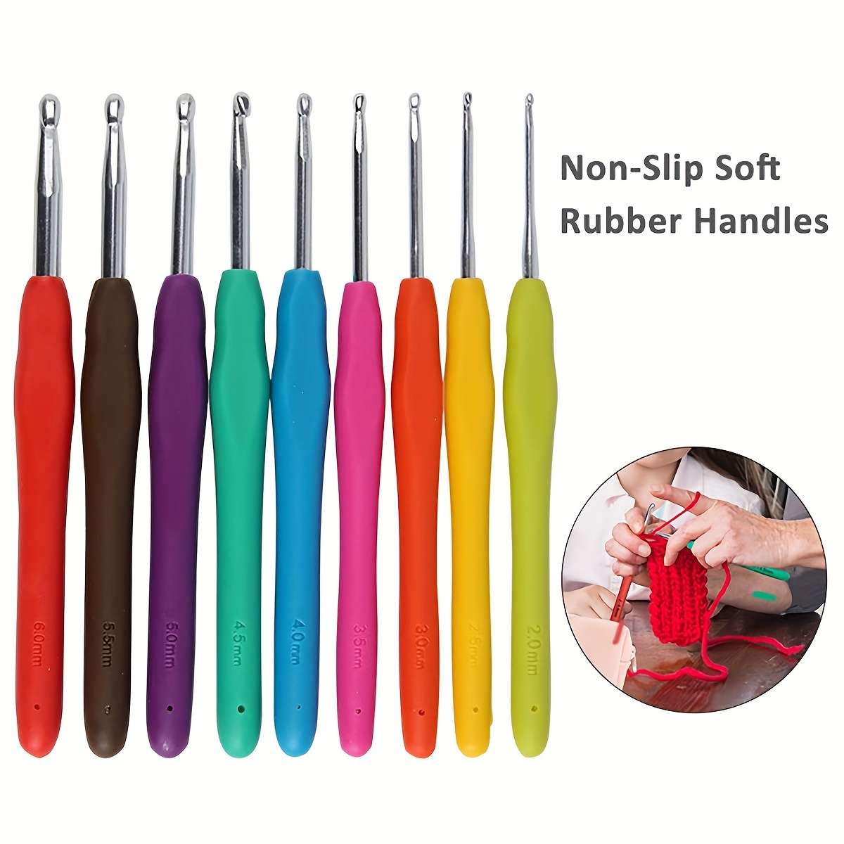 

Ergonomic Silicone Crochet Hooks: Soft Grip Handles For Arthritis Hands - Suitable For Beginners And Craft Enthusiasts - Includes 1 Of Each Color