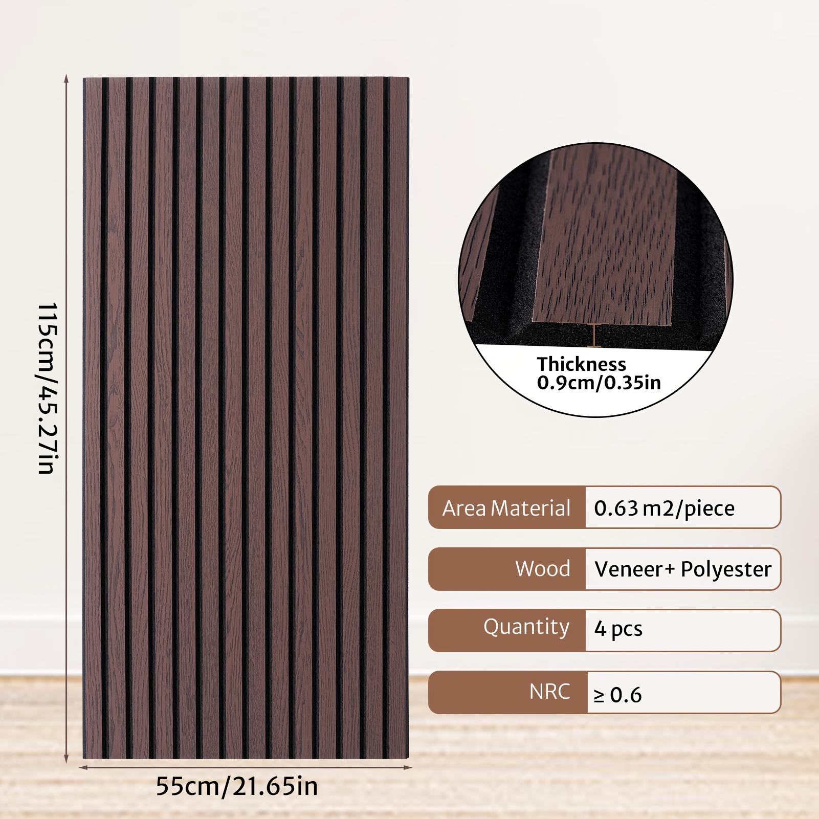 Image of 4-pack Wood Grain Acoustic Panels | 115*55cm, Self-adhesive, Creative Vertical , Suitable For Living Room, Bedroom, And Office, Wood