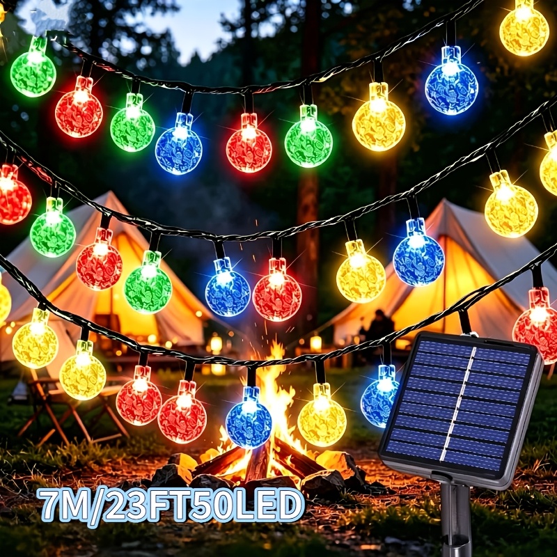 TEMU 1 Pack Of /100 Led Solar Crystal Bubble Ball Light String, Ip54, Suitable For Decoration, , Parties, , Trees, Observation Decks, Fences, Garden