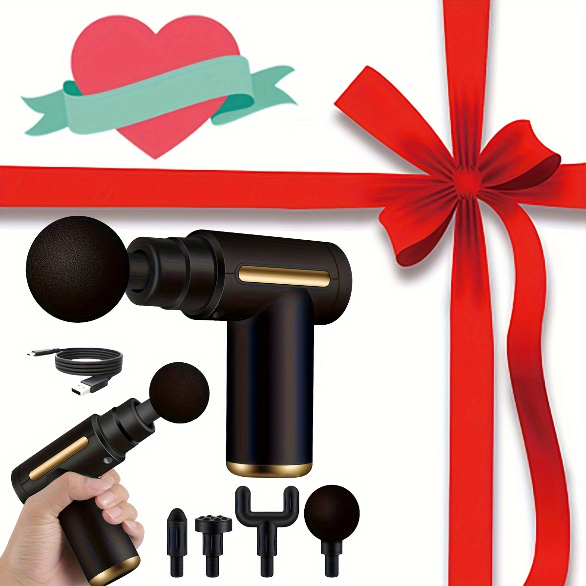 Portable Massage Gun, High-Torque Motor, 36V USB Charged, ABS Material, for Back & Neck Muscle Massage, Ideal Gift for Family, Men & Women, Christmas & Thanksgiving Present, Sports & Outdoor Electronic Equipment