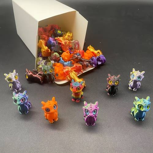 25 50pcs 3d printed dragon statue figurines random colors decorative collectible anime themed miniature sculptures suitable for home office garden decoration universal room decor ideal for christmas halloween