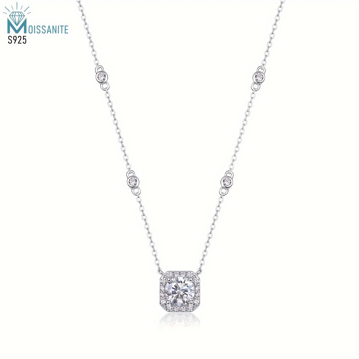 

Elegant 1ct Moissanite Pendant Necklace In S925 Sterling Silver - Valentine's Day, Engagements & Birthdays, Gift-, Women Necklace,