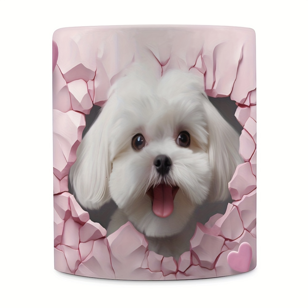 

1pc 11oz/330ml Coffee Mug, 3d Maltese Dog, Perfect Gift For Friends, Sisters, Colleagues, And Family - Ideal For Coffee Lovers - Ceramic Cup For Birthday, Parties, And Holidays