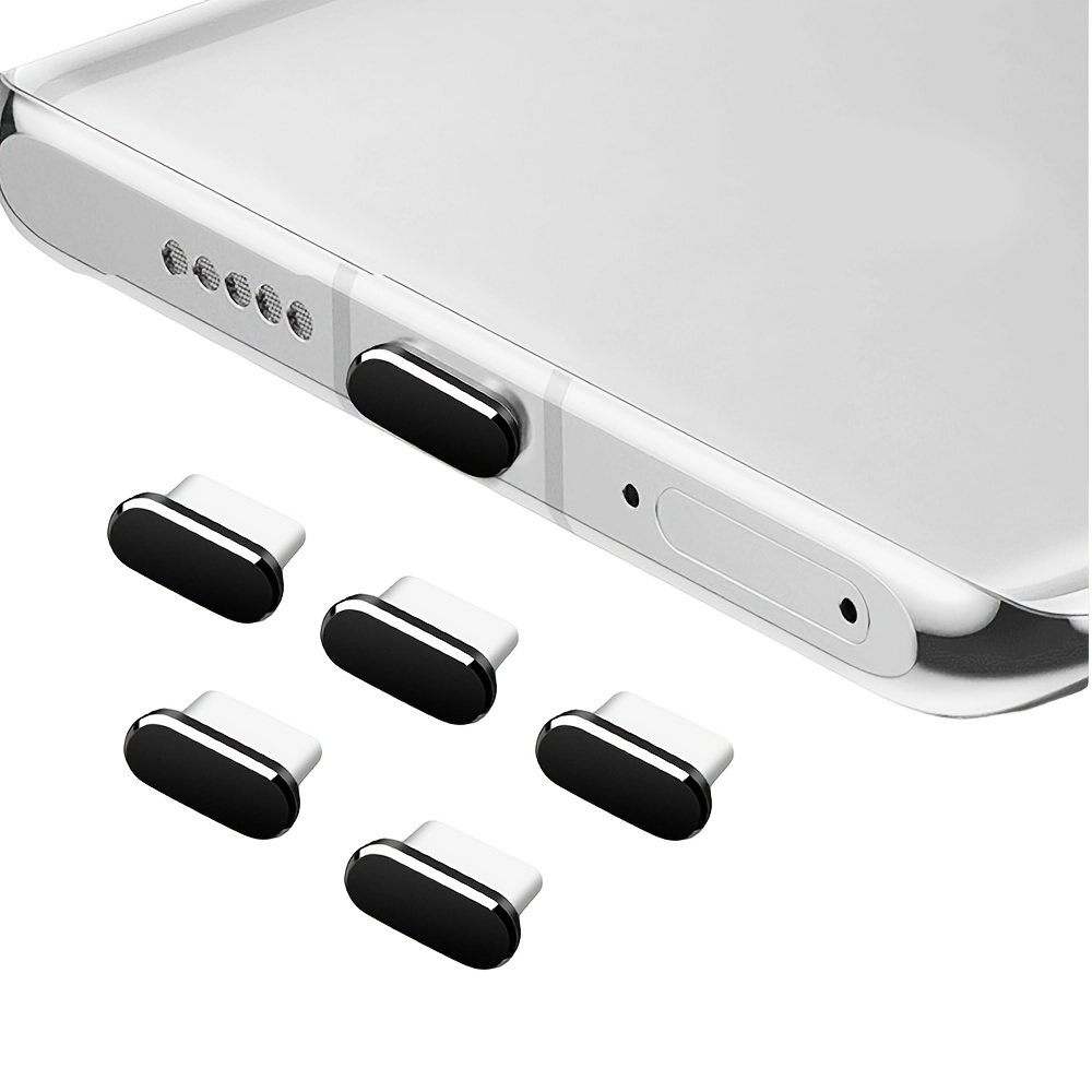 TEMU 5pcs de bouchons anti-poussière USB C, cache de port de chargement Type C compatible avec iPhone 17 16 15 Pro Samsung S25 S24 Ultra et tous les