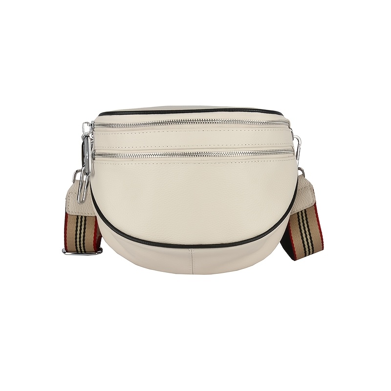 Image of Pu Crossbody Bag For Women Casual Shoulder Bag & Waist Belt Bag With Wide , Double Zippers Dual Layer, Lightweight Easy To Clean, Ideal For Daily , Travel, Shopping, Streetwear & Outdoor Activities