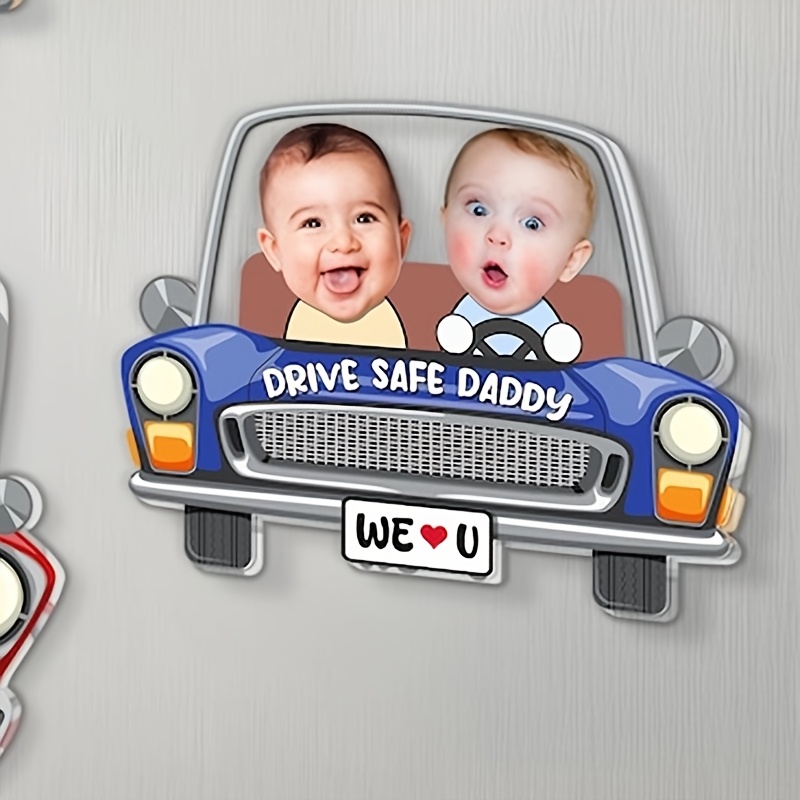 TEMU 1 Imán de refrigerador con foto personalizada | Imán de refrigerador para coche con personalizado | Imán con foto 'Papá, ' | Fotos familiares,
