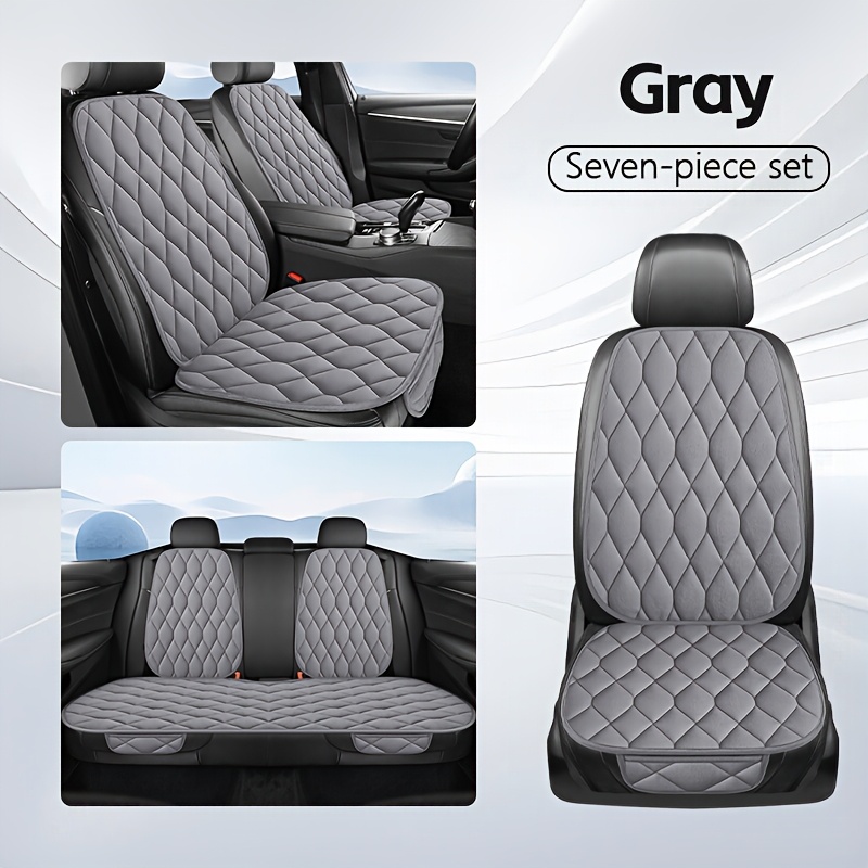 TEMU New Plush Car Seat Cushion 7pcs Set (front 2pcs Seat Pads And 2pcs Backrests, Rear 2pcs Backrests And 1pc Long Pad) Easy To Clean And Detachable