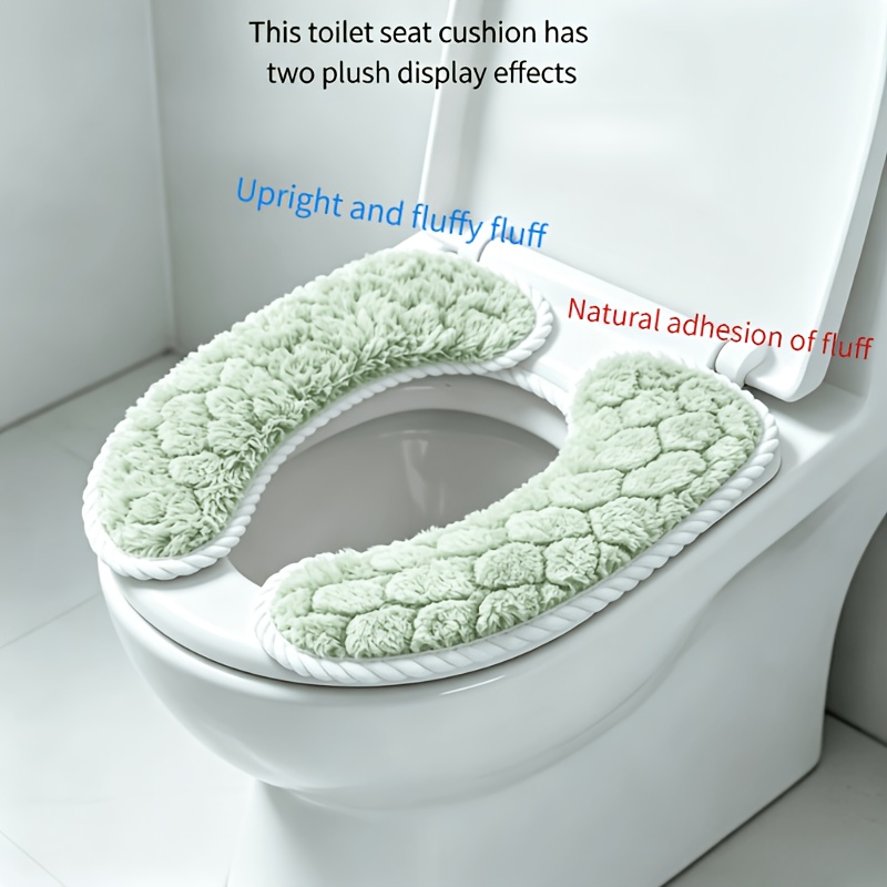 TEMU 2pcs Toilet Seat Cushions (33cm/12.99inch × 10cm/3.94inch) - Toilet Mat, Washable And Non-slip, Suitable For Home Bathrooms. Available In 4