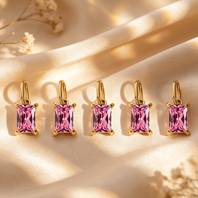 5pcs Women's Easy Stainless Steel Rectangular Zirconia Pendant Set