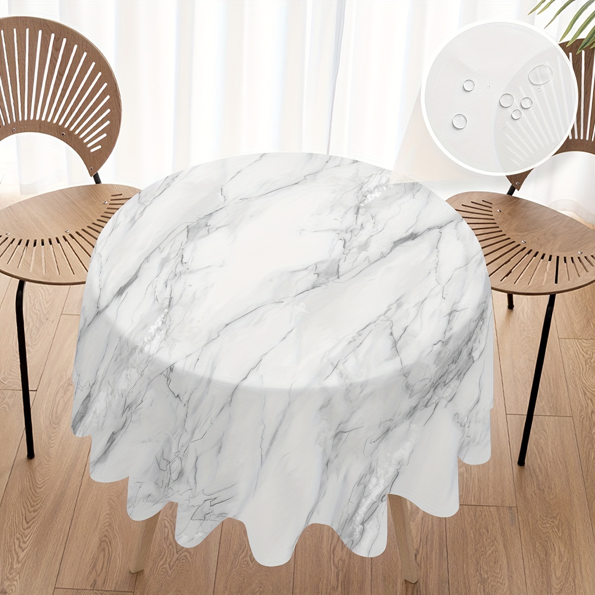 

1pc, Marble Pattern And Stain Resistant Round Polyester Tablecloth For Parties, Home Kitchens, Banquets, And , Decorative Gift