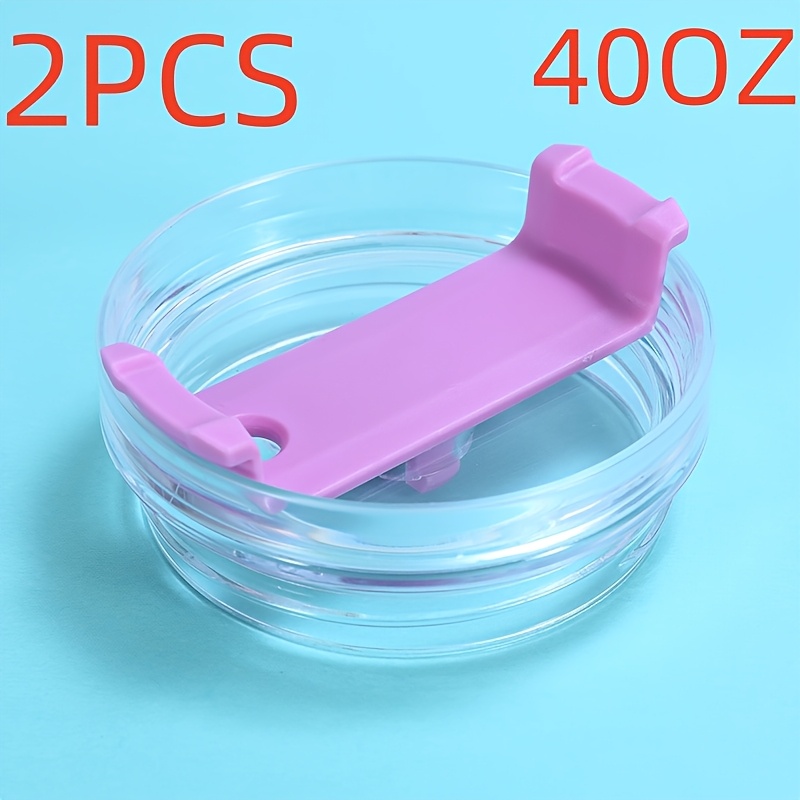TEMU 2pcs 40oz Cup Lid Cup Lid, Silicone Cup Lid, Car Cup Lid, Car Cup Lid, Lid 40oz Tumbler, Transparent Lid, Cup Lid, Cup Lid Accessories, Lid