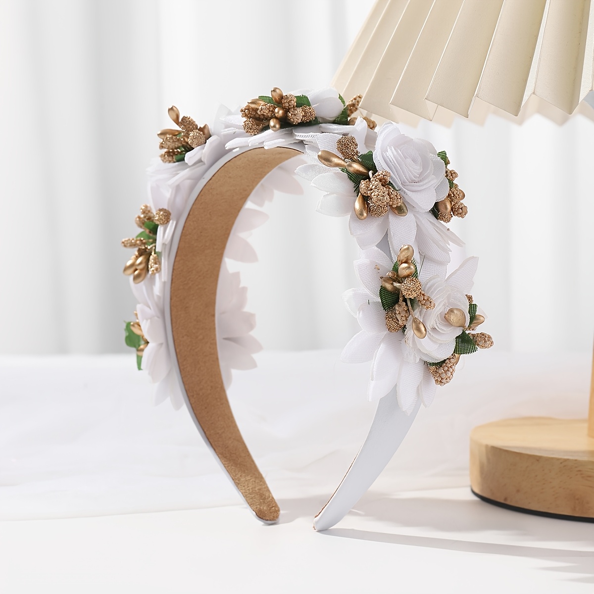1pc elegant floral polyester headband teens season solid  display picture 3