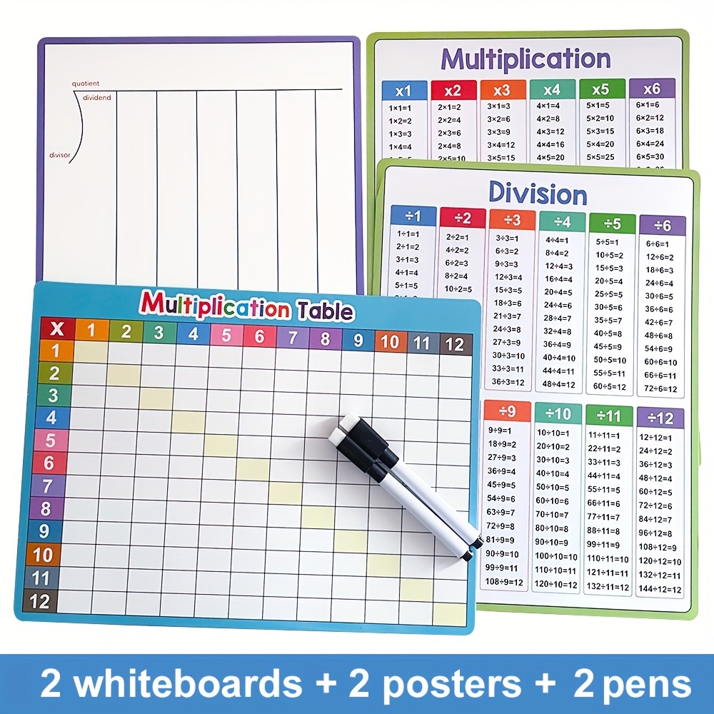 TEMU Lachilly Multiplication Division Chart Whiteboard - Double-sided Math Manipulative For Students, Classroom & Home Learning - Dry Erase Educational Writing Aid