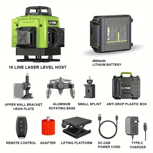 digital 16 line laser level 4800mah large capacity battery long