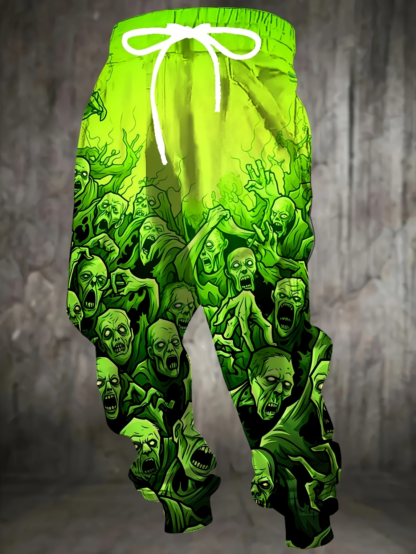 mens 3d zombie print joggers neon green casual pants Temu Australia - Main Image