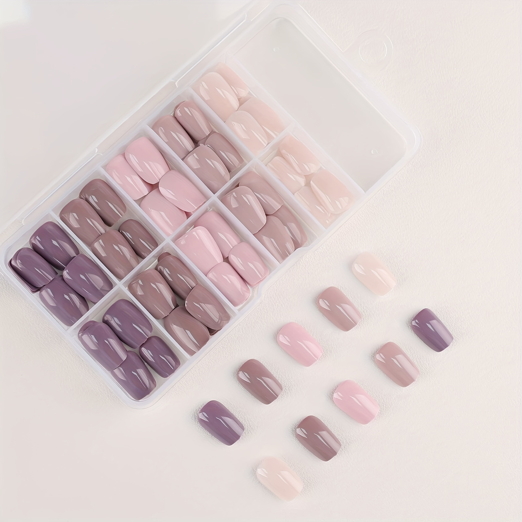 TEMU 150pcs Yeses Press-on Set, Short Almond Nails, Removable False Nails, Glossy , Foot & Hand , &