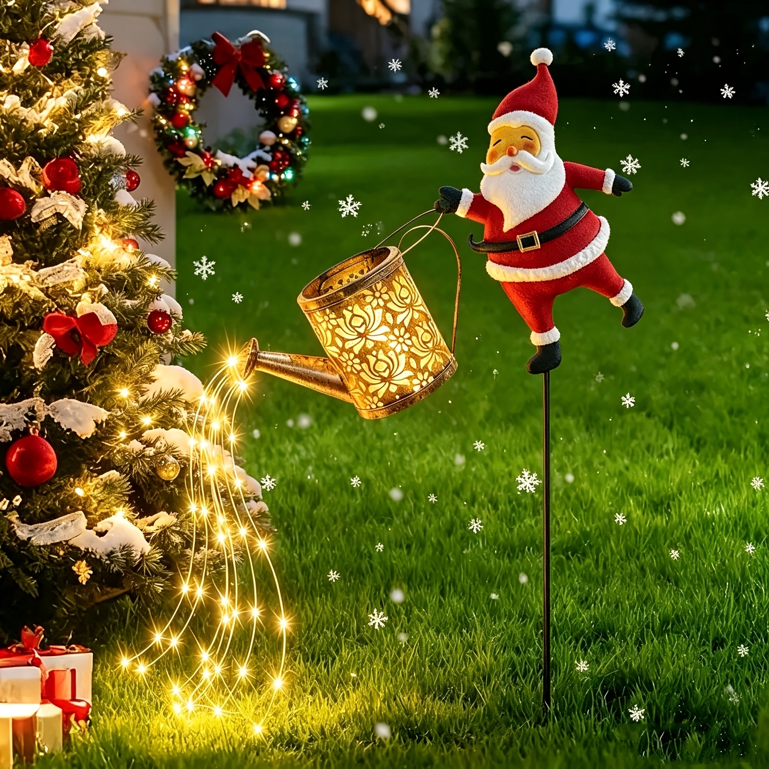 Image of 1/2 Pack Outdoor Solar Light, Ip55 Metal Santa Claus Hanging Lantern, Christmas Decorations, Outdoor For Garden, Patio, Lawn, Christmas Gifts For