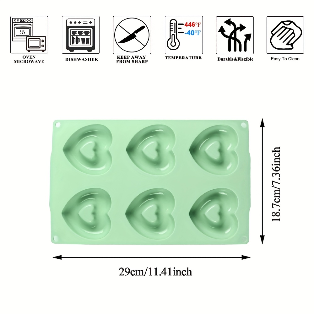 Image of Cube Of Ice Mold, 6- Heart-shaped Silicone Cube Of Ice Mold Heart Ice Tray Ice Making Mold Household Cube Of Ice Mold Or Baked Cake Pudding Sushi Rice Ball Silicone Mold