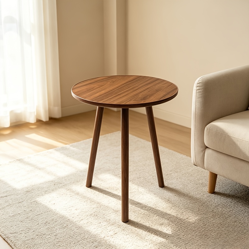 TEMU Style Round Side Table With 3 Legs, Sofa Side Table. Round Tabletop With Narrow Edges, For Living Room Corners. 3 Legs Provide Stable Support,