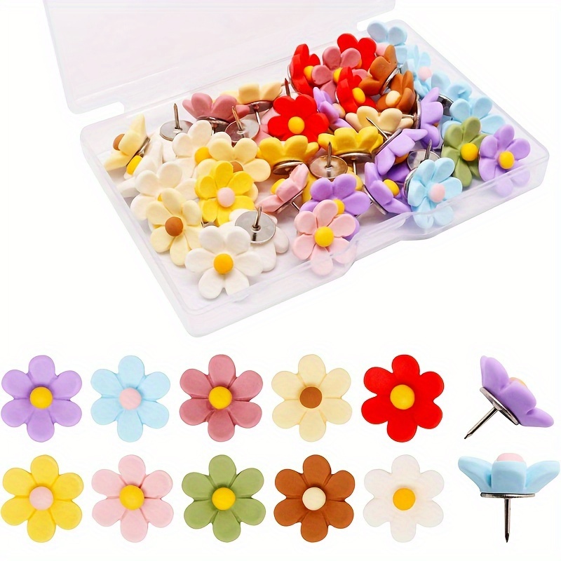 

20 Flower Thumbtacks, Multi-functional Office Desk Accessories Cork Board Thumbtacks Office Desk Decoration