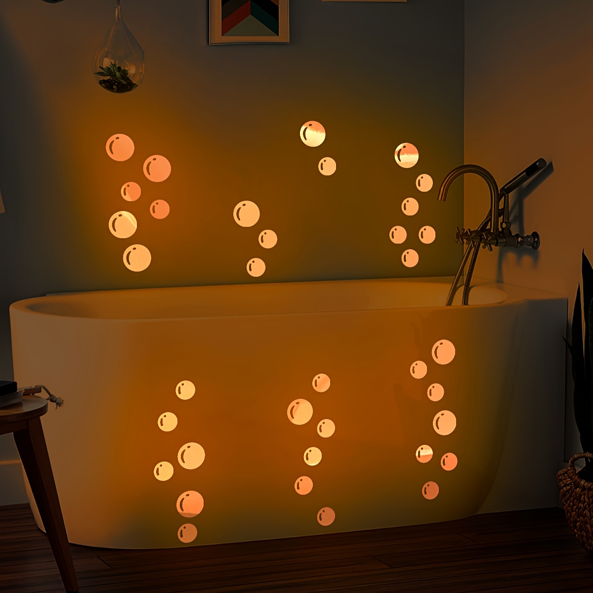 

1 Set Glow In The Dark Orange Wall Decals, Plastic Material, Gradient -up Stickers For Bathroom Decor, Night