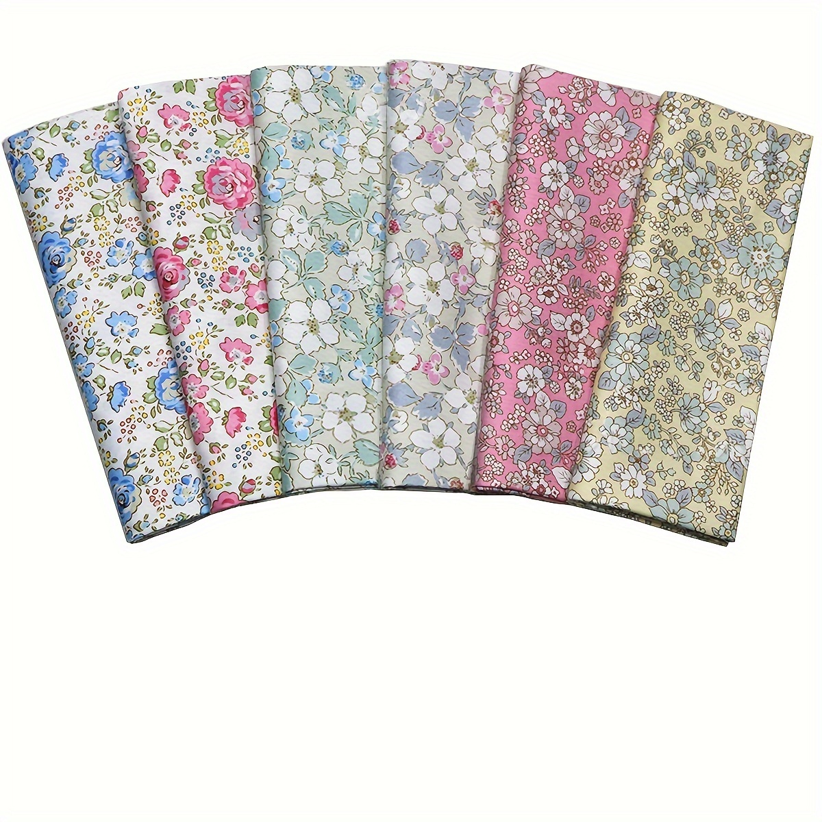 

6pcs Floral Print Fat Quarters Fabric Bundle, 18x22" Precut Sheets For Diy Sewing & Crafts,