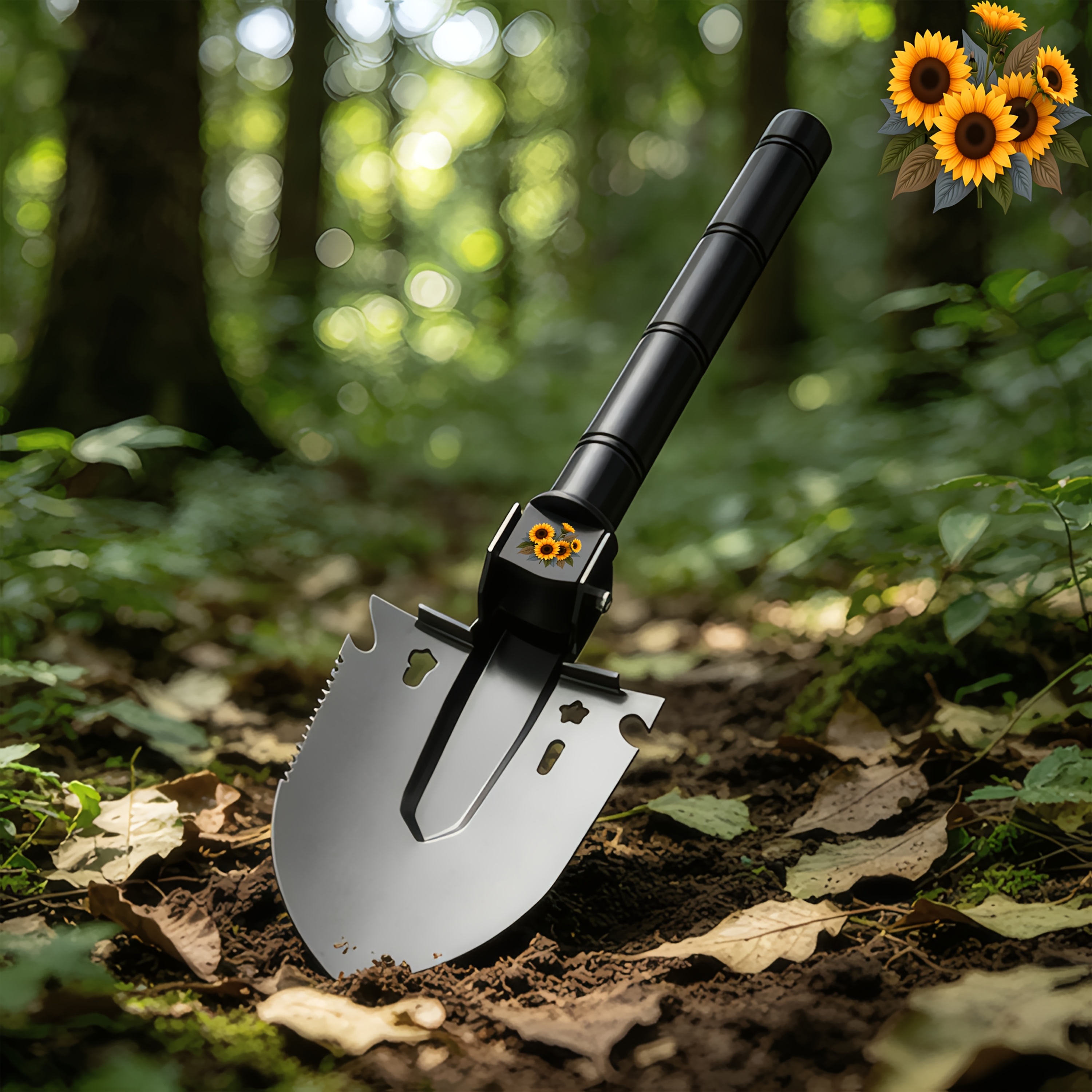 Sunflower Floral Pattern Multi-Functional Shovel for Outdoor Use